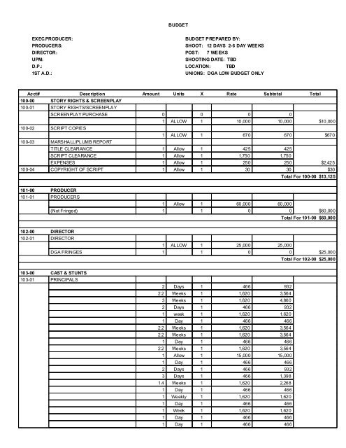 Movie Magic Budget - First Light Video