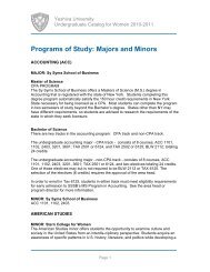 Programs of Study: Majors and Minors - Yeshiva University