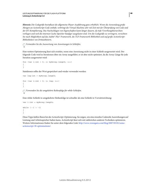 Leistungsoptimierung für die ADOBE FLASH-PLATTFORM