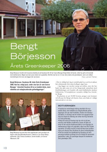 Bengt BÃ¶rjesson, Ãrets Greenkeeper 2006