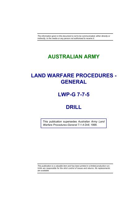 australian army land warfare procedures - general lwp-g 7-7-5 drill