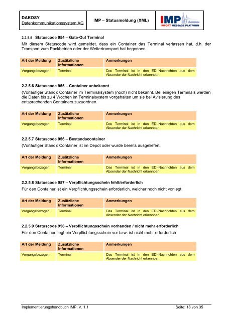 IMP Statusmeldung (XML) - DAKOSY Datenkommunikationssystem ...