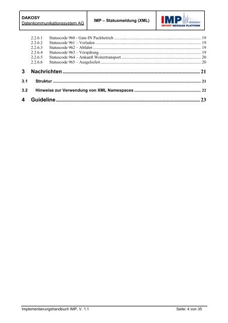 IMP Statusmeldung (XML) - DAKOSY Datenkommunikationssystem ...