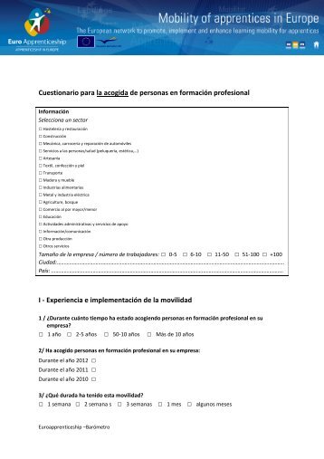 Cuestionario para la acogida de personas en formaciÃ³n profesional I