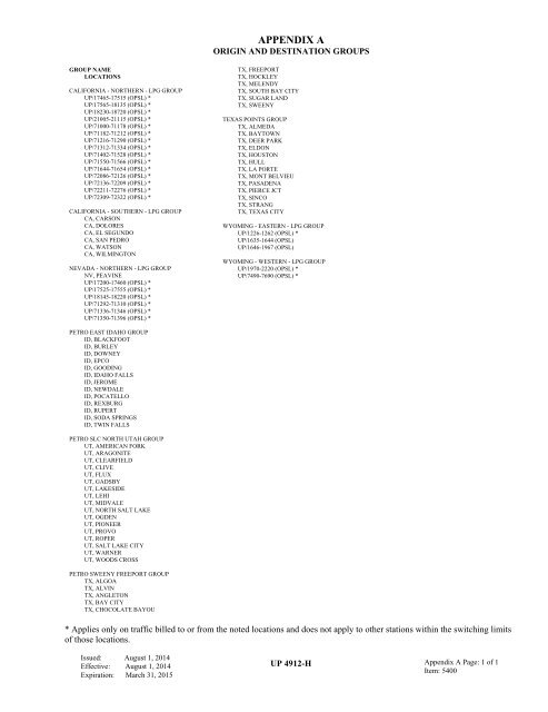 UP TARIFF 4912-H