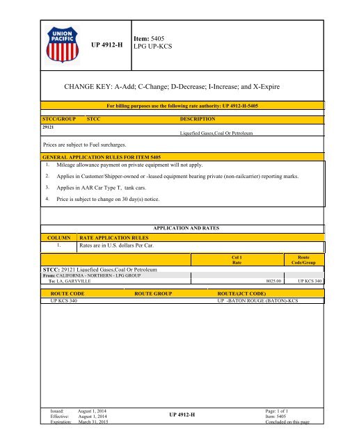 UP TARIFF 4912-H