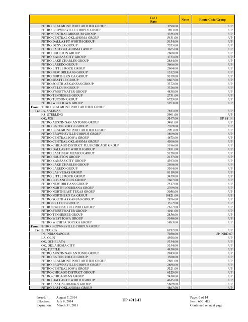 UP TARIFF 4912-H