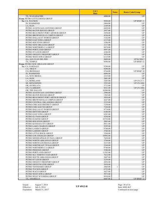 UP TARIFF 4912-H