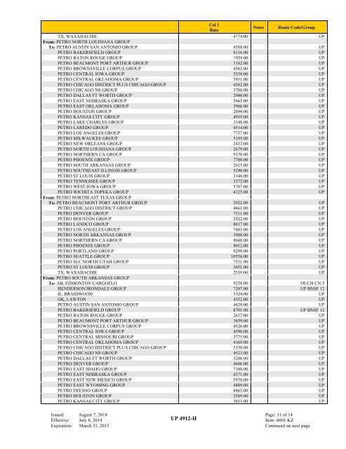 UP TARIFF 4912-H