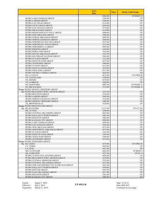 UP TARIFF 4912-H