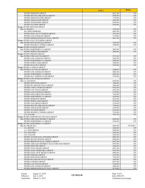 UP TARIFF 4912-H