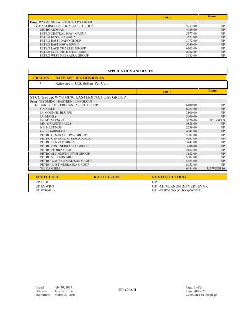 UP TARIFF 4912-H