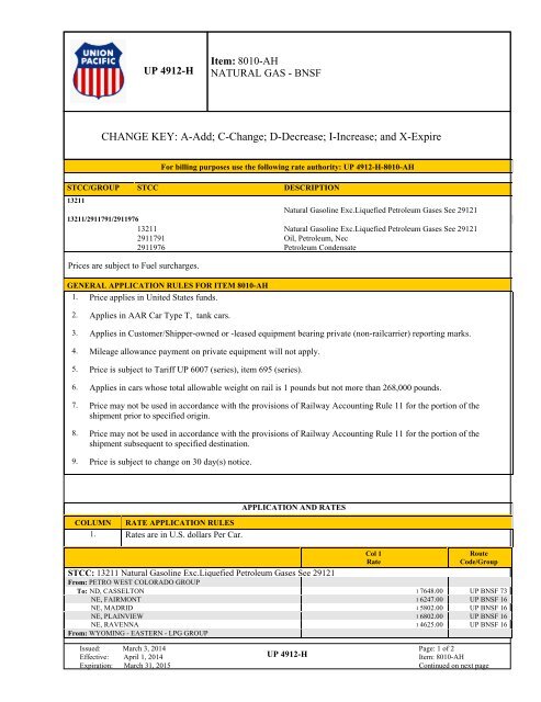 UP TARIFF 4912-H