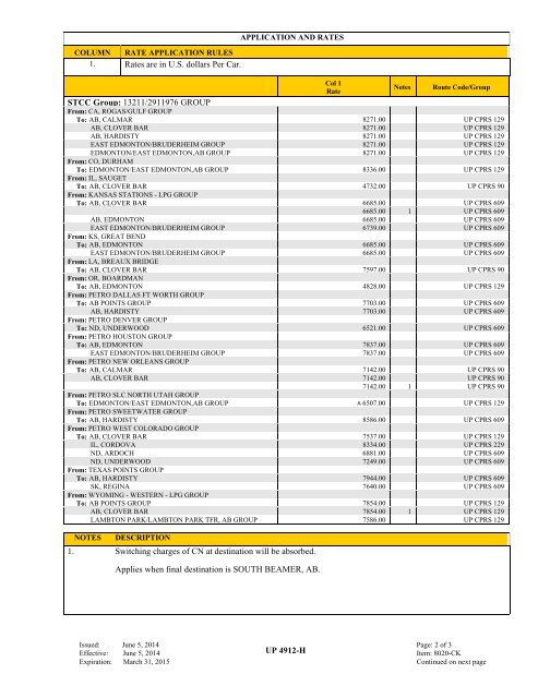 UP TARIFF 4912-H