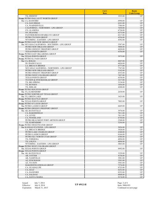 UP TARIFF 4912-H