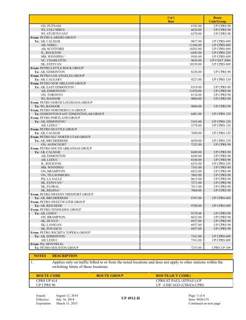 UP TARIFF 4912-H