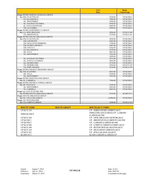 UP TARIFF 4912-H