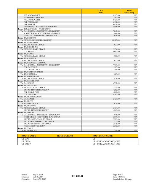 UP TARIFF 4912-H