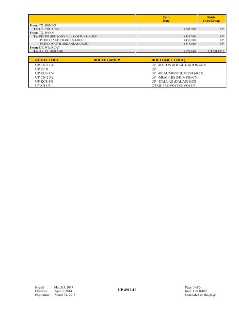 UP TARIFF 4912-H