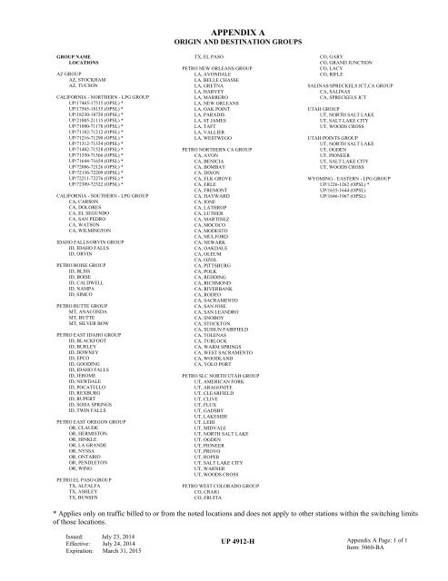 UP TARIFF 4912-H