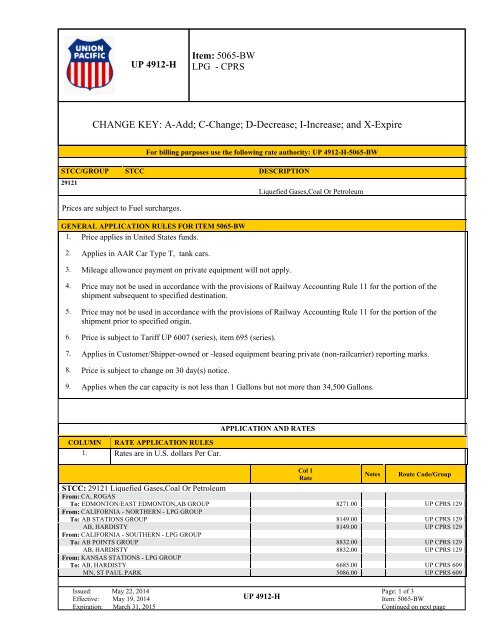 UP TARIFF 4912-H