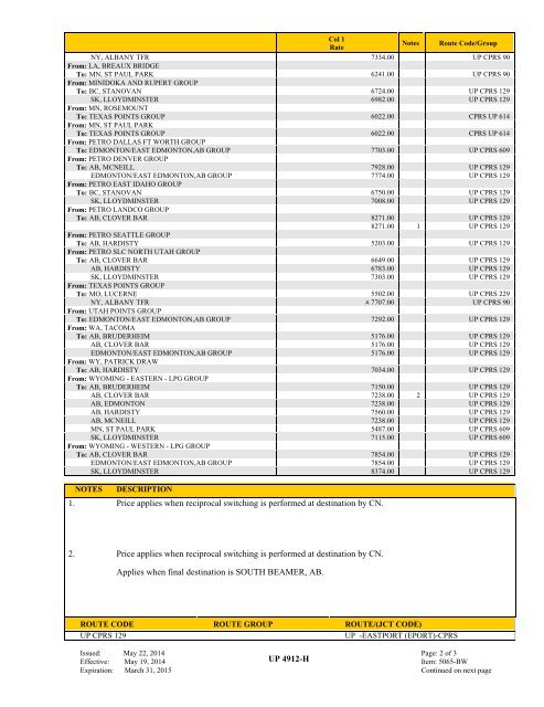 UP TARIFF 4912-H