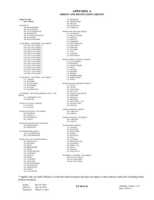 UP TARIFF 4912-H