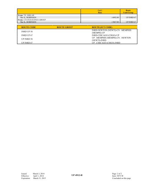 UP TARIFF 4912-H