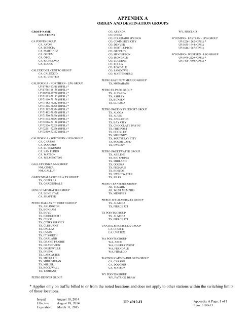 UP TARIFF 4912-H