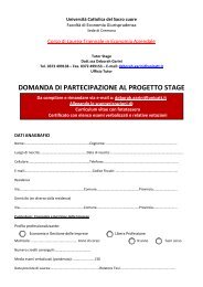 Domanda di Stage - Sede di Piacenza - UniversitÃ  Cattolica del ...