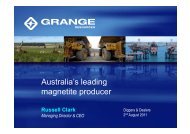 Australia's leading Australia s leading magnetite producer - Grange ...