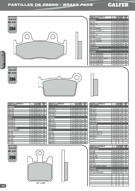 referencia & medida code & size 159  FD FD - Galfer Brakes