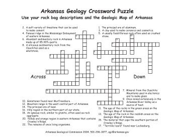 Arkansas Geology Crossword Puzzle Use your rock bag ...