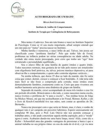 Autobiografia de um Rato - Instituto de Terapia por ContingÃªncias ...