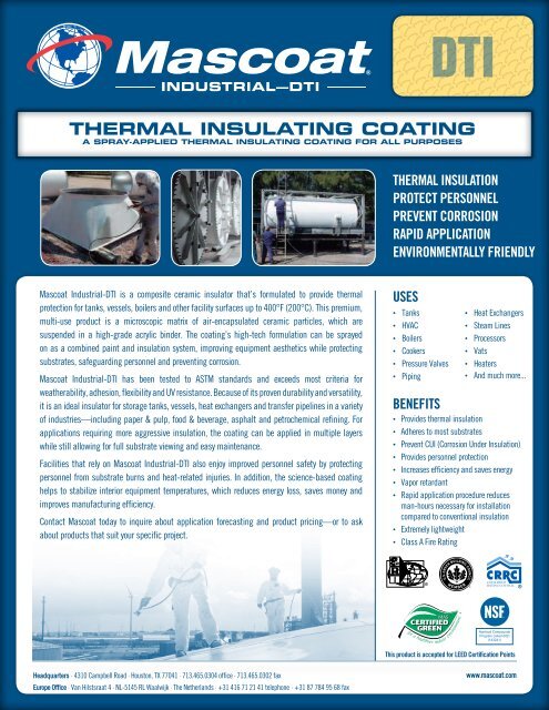 THERMAL INSULATING COATING - Insulation Industries