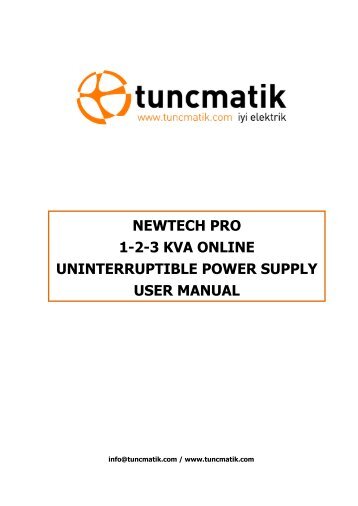 Newtech Pro Tower / Rack 1-3kVA English User Manual - Tuncmatik