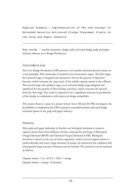 Implementation of The LSP-concept in Extended Aeration