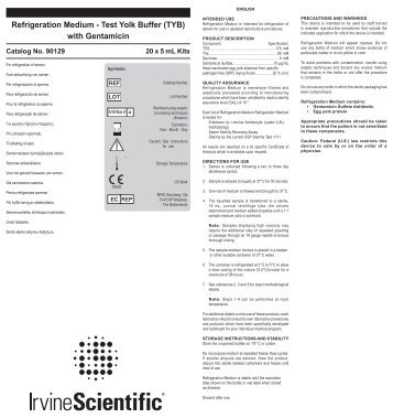 Refrigeration Medium - Test Yolk Buffer (TYB) with Gentamicin