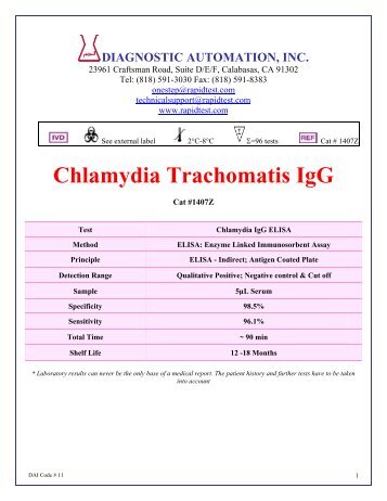 Chlamydia Trachomatis IgG - Diagnostic Automation : Cortez ...