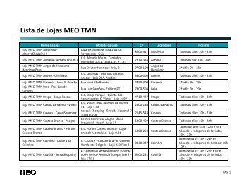 Lista de Lojas MEO TMN