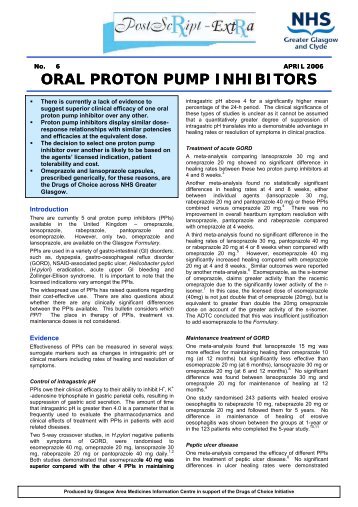 Oral Proton Pump Inhibitors - GGC Prescribing