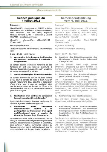 110704 - Rapport de la sÃ©ance du conseil communal du 04/07/2011
