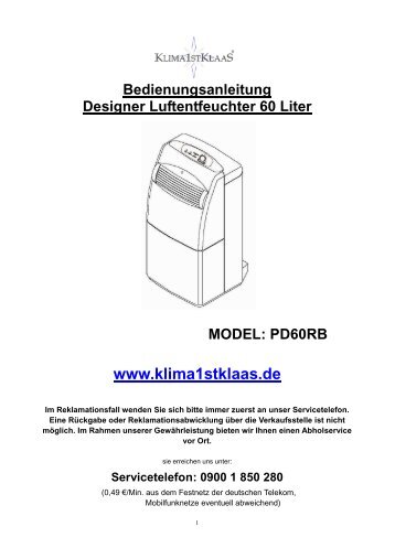 Bedienungsanleitung PD60 - Klaas Direktimport GmbH