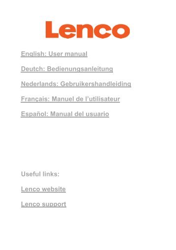 English: User manual Deutch: Bedienungsanleitung ... - Lenco