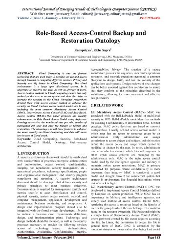 Role-Based Access-Control Backup and Restoration Ontology