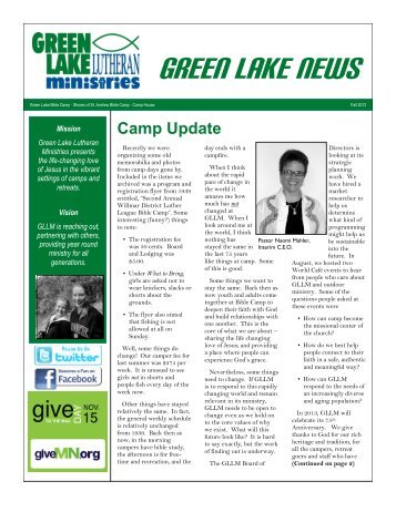 green lake news - Green Lake Lutheran Ministries, Minnesota