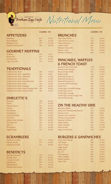 Nutritional Information - Another Broken Egg