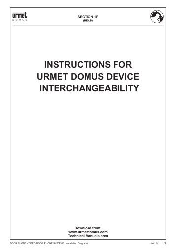 instructions for urmet domus  device interchangeability