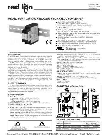 Red Lion Model IFMA DIN Rail Frequency To Analog Converters