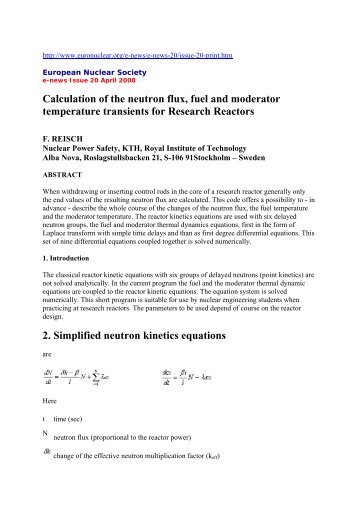 ENS 2008 Calculation of the Neutron Flux of Research Reactors